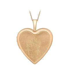 Carissima Gold 9ct Rose Gold Etched St Christopher Heart Locket on Curb Chain of 46cm/18" von CARISSIMA