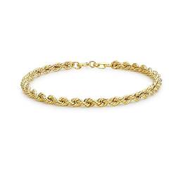 Carissima Gold Damen 9k (375) Gelbgold Hollow 4mm 80 PG Rope Kettenarmband 18cm/7zoll 1.22.0221 von CARISSIMA