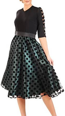 CARLA MORENO Damen Maya Kleid Hochzeitsfeier elegant Vintage Abendkleid festlich für Hochzeit übergröße Kleider lang midikleid Party cocktailkleid 1/2-Ärmel Große Größen von CARLA MORENO