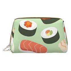 CARRDKDK Kleine wasserdichte Make-up-Tasche aus Leder für Reisen, Kosmetiktaschen, Pizza, 3D-Druck, Make-up-Tasche für Damen, Sushi-Lebensmittelmuster, Einheitsgröße von CARRDKDK