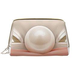 CARRDKDK Wasserdichte Make-up-Tasche aus Leder für Reisen, Kosmetiktaschen, Cocktailgläser und Weinflaschen, bedruckte Make-up-Tasche für Damen, Ozeanrealistische, schöne offene Muschel, Einheitsgröße von CARRDKDK