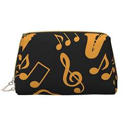 CARRDKDK Wasserdichte Make-up-Tasche aus Leder für Reisen, Kosmetiktaschen, Fußballaufdruck, Make-up-Tasche für Damen, Musiknoten Treble, Einheitsgröße von CARRDKDK