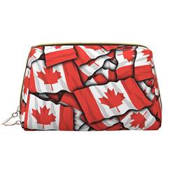 CARRDKDK Wasserdichte Make-up-Tasche aus Leder für Reisen, Kosmetiktaschen, Rucksack, Flugzeug, Make-up-Tasche für Damen, Kanadische Flagge, Einheitsgröße von CARRDKDK