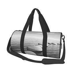 CARRDKDK Zylindrische Reisetasche mit großem Fassungsvermögen, niedliche Sporttasche, die Schuhe für Damen und Herren halten kann, Dampflokomotive, Zug, bedruckte Tasche für Urlaub, Fitness, von CARRDKDK