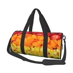 CARRDKDK Zylindrische Reisetasche mit großem Fassungsvermögen, niedliche Sporttasche, die Schuhe für Damen und Herren halten kann, Obst-Regenbogen-bedruckte Tasche für Urlaub, Fitness, Sporttraining, von CARRDKDK