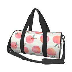 CARRDKDK Zylindrische Reisetasche mit großem Fassungsvermögen, niedliche Sporttasche, die Schuhe für Damen und Herren halten kann, rosa Pfirsichmuster, bedruckte Tasche für Urlaub, Fitness, von CARRDKDK