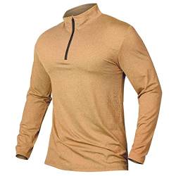 CARWORNIC Herren Langarmshirt Half Zip Sportshirt Laufshirt 1/4 Zip Pullover Leicht Atmungsaktiv Gym Jogging Trainingsshirt mit Stehkragen von CARWORNIC