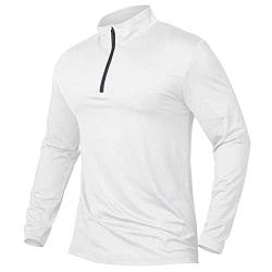 CARWORNIC Herren Langarmshirt Half Zip Sportshirt Laufshirt 1/4 Zip Pullover Leicht Atmungsaktiv Gym Jogging Trainingsshirt mit Stehkragen von CARWORNIC