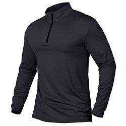 CARWORNIC Herren Langarmshirt Half Zip Sportshirt Laufshirt 1/4 Zip Pullover Leicht Atmungsaktiv Gym Jogging Trainingsshirt mit Stehkragen von CARWORNIC