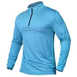 CARWORNIC Herren Langarmshirt Half Zip Sportshirt Laufshirt 1/4 Zip Pullover Leicht Atmungsaktiv Gym Jogging Trainingsshirt mit Stehkragen von CARWORNIC