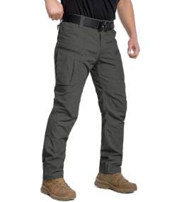 CARWORNIC Leichte taktische Hose für Herren, Ripstop, Militär-Cargohose, wasserabweisend, Outdoor, Wandern, Arbeitshose, grau dunkel, 36W / 34L von CARWORNIC