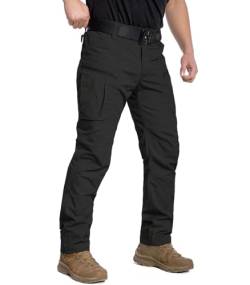 CARWORNIC Leichte taktische Hose für Herren, Ripstop-Militär-Cargohose, wasserabweisend, Outdoor-Wandern, Arbeitshose, Schwarz, 30W / 30L von CARWORNIC