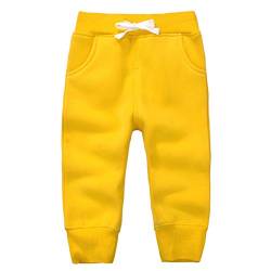 Casa Unisex Hosen Baby Lange Hosen Kinder Baumwolle Fleece Elastische Taille Sweatpants Baby Winter Hosen - Gelb,2 Jahre von CASA