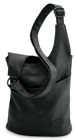 CASAdiNOVA® Stylische Damen Umhängetasche aus Veganem Leder - Handtasche, Crossbody & Messenger Bag in Einem - Hochwertige Damenhandtasche zum Umhängen mit verstellbarem Schultergurt (Schwarz) von CASAdiNOVA