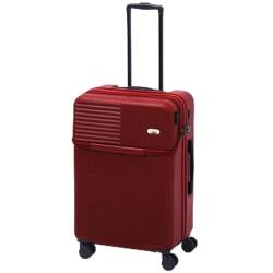 CASEGO 20-Zoll-Boarding-Koffer, Vordertasche mit Öffnung, Universalrad, intelligentes Laden, USB-Anschluss, Reiseanschluss, Unisex-Trolley (red 20 inch) von CASEGO