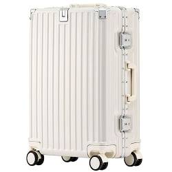 CASEGO 28-Zoll-Koffer mit Aluminiumrahmen und großem Fassungsvermögen, modisch, verschleißfest, geräuschlos, Universalrad, TSA-Kombinationsschloss-Trolley (White 20 inch) von CASEGO