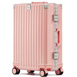 CASEGO 28-Zoll-Koffer mit Aluminiumrahmen und großem Fassungsvermögen, modisch, verschleißfest, geräuschlos, Universalrad, TSA-Kombinationsschloss-Trolley (pink 20 inch) von CASEGO