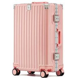 CASEGO 28-Zoll-Koffer mit Aluminiumrahmen und großem Fassungsvermögen, modisch, verschleißfest, geräuschlos, Universalrad, TSA-Kombinationsschloss-Trolley (pink 24 inch) von CASEGO