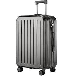 CASEGO 28-Zoll-Koffer mit großem Fassungsvermögen und Getränkehalter, geräuschlos, Universal-Rad, Codeschloss, einziehbarer Trolley, Unisex-Koffer (Dark Gray 22 inch) von CASEGO