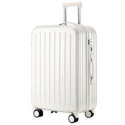 CASEGO 28-Zoll-Koffer mit großem Fassungsvermögen und Getränkehalter, geräuschlos, Universal-Rad, Codeschloss, einziehbarer Trolley, Unisex-Koffer (White 26 inch) von CASEGO