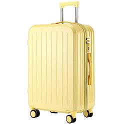 CASEGO 28-Zoll-Koffer mit großem Fassungsvermögen und Getränkehalter, geräuschlos, Universal-Rad, Codeschloss, einziehbarer Trolley, Unisex-Koffer (Yellow 22 inch) von CASEGO