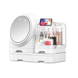 CASEGO Kosmetik-Aufbewahrungsbox, multifunktionaler Vitrine, LED-Kosmetikspiegel, geeignet für die Aufbewahrung von Kosmetik, Schmuck usw. (C) von CASEGO