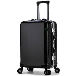 CASEGO Trolley-Koffer mit Aluminiumrahmen, 24 Zoll, großes Fassungsvermögen, Universalrad, PC-Material, kratzfester und verschleißfester Bordkoffer (Black 24 inch) von CASEGO