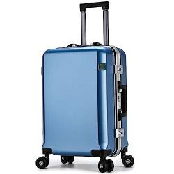 CASEGO Trolley-Koffer mit Aluminiumrahmen, 24 Zoll, großes Fassungsvermögen, Universalrad, PC-Material, kratzfester und verschleißfester Bordkoffer (Blue 24 inch) von CASEGO