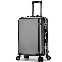 CASEGO Trolley-Koffer mit Aluminiumrahmen, 24 Zoll, großes Fassungsvermögen, Universalrad, PC-Material, kratzfester und verschleißfester Bordkoffer (Grey 20 inch) von CASEGO