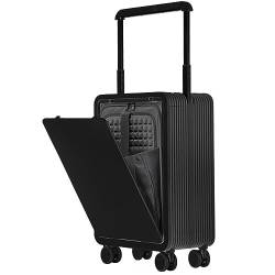 CASEGO Vorne offenes Gepäck, 20-Zoll-Boarding, leise Universalräder, große Trennwandaufbewahrung, tragbarer Trolley-Koffer, Unisex (Black) von CASEGO