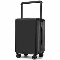 Eingebauter mittig montierter breiter Trolley-Koffer erhöht die Raumausnutzung und kommt mit USB-Lade-Schnittstelle für sorgenfreies Reisen (Schwarz 26), Schwarz , 26 von CASEGO