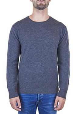 CASH-MERE.CH 100% Bio Kaschmir Herren Pullover | Sweater Rundhalsausschnitt 2-fädig (Grau/Dunkelgrau, L) von CASH-MERE.CH