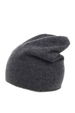 CASH-MERE.CH 100% Kaschmir Beanie Mütze | Strickmütze für Damen und Jugendliche (Anthrazit/Hellgrau, beidseitig tragbar, One Size) von CASH-MERE.CH