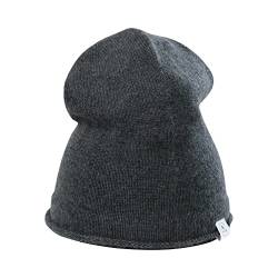 CASH-MERE.CH 100% Kaschmir Beanie Mütze | Strickmütze für Damen und Jugendliche (Grau/Anthracite) von CASH-MERE.CH