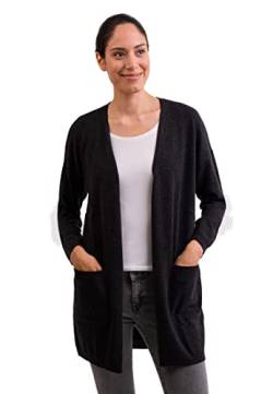 CASH-MERE.CH 100% Kaschmir Damen Cardigan Langer, gerader Schnitt | Lange Strickjacke 2-fädig (Grau/Dunkelgrau/Dunkles Anthrazit, M) von CASH-MERE.CH