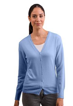 CASH-MERE.CH 100% Kaschmir Damen Pullover Cardigan V-Ausschnitt | Strickjacke V-Ausschnitt 2-fädig (Blau/Hellblau, XL) von CASH-MERE.CH