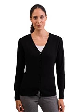 CASH-MERE.CH 100% Kaschmir Damen Pullover Cardigan V-Ausschnitt | Strickjacke V-Ausschnitt 2-fädig (Schwarz, L) von CASH-MERE.CH