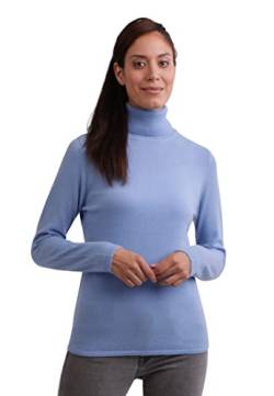 CASH-MERE.CH 100% Kaschmir Damen Pullover | Sweater Rollkragen 2-fädig (Blau/Hellblau, XXL) von CASH-MERE.CH