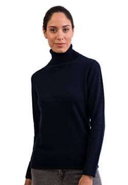 CASH-MERE.CH 100% Kaschmir Damen Pullover | Sweater Rollkragen 2-fädig (Blau/Marine, XS) von CASH-MERE.CH