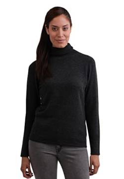 CASH-MERE.CH 100% Kaschmir Damen Pullover | Sweater Rollkragen 2-fädig (Grau/Dunkelgrau/Dunkles Anthrazit, M) von CASH-MERE.CH