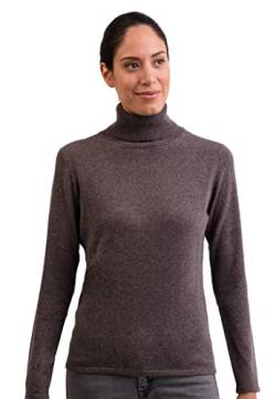 CASH-MERE.CH 100% Kaschmir Damen Pullover | Sweater Rollkragen 2-fädig (Grau/Taupe Melange, S) von CASH-MERE.CH