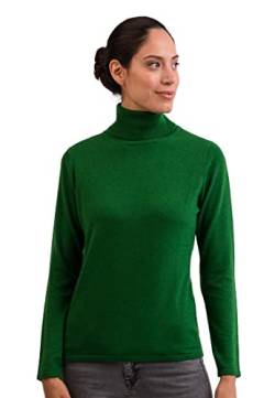 CASH-MERE.CH 100% Kaschmir Damen Pullover | Sweater Rollkragen 2-fädig (Grün, XXL) von CASH-MERE.CH