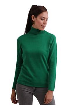 CASH-MERE.CH 100% Kaschmir Damen Pullover | Sweater Rollkragen 2-fädig (Grün/Rainforest Grün, L) von CASH-MERE.CH