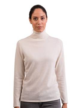 CASH-MERE.CH 100% Kaschmir Damen Pullover | Sweater Rollkragen 2-fädig (Weiß, XS) von CASH-MERE.CH