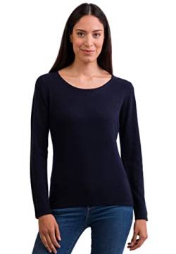 CASH-MERE.CH 100% Kaschmir Damen Pullover | Sweater Rundhalsausschnitt 2-fädig (Blau/Marine, M) von CASH-MERE.CH