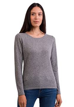 CASH-MERE.CH 100% Kaschmir Damen Pullover | Sweater Rundhalsausschnitt 2-fädig (Grau, L) von CASH-MERE.CH