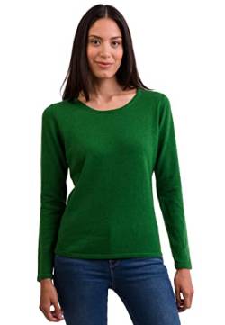 CASH-MERE.CH 100% Kaschmir Damen Pullover | Sweater Rundhalsausschnitt 2-fädig (Grün, M) von CASH-MERE.CH