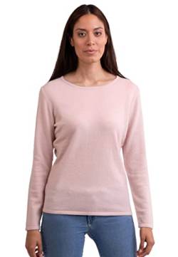 CASH-MERE.CH 100% Kaschmir Damen Pullover | Sweater Rundhalsausschnitt 2-fädig (Rosa/Puderrosa, M) von CASH-MERE.CH