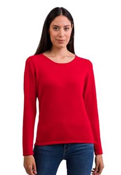 CASH-MERE.CH 100% Kaschmir Damen Pullover | Sweater Rundhalsausschnitt 2-fädig (Rot, XL) von CASH-MERE.CH