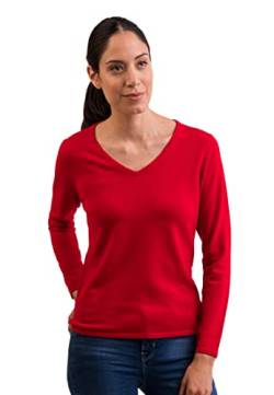 CASH-MERE.CH 100% Kaschmir Damen Pullover | Sweater V-Ausschnitt 2-fädig (Rot, L) von CASH-MERE.CH